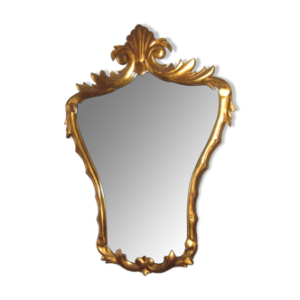 Antique mirror in gilded carved wood, 50x37 cm