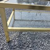 Table basse Pierre Vandel en métal doré brossé années 70