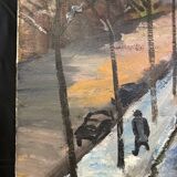 Geneviève chapront, snow boulevard saint-germain, signed oil on canvas