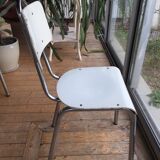 3 chrome wooden chairs