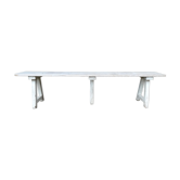 Banc en bois patine blanche