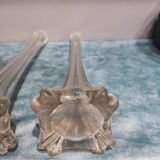 Paire de vases soliflores en verre ciselé vintage