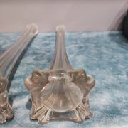 Paire de vases soliflores en verre ciselé vintage