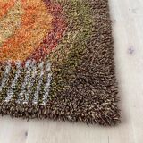 Original ABSTRACT Scandinavian High Pile Pop Art Rya Rug Carpet, Sweden, 1960s