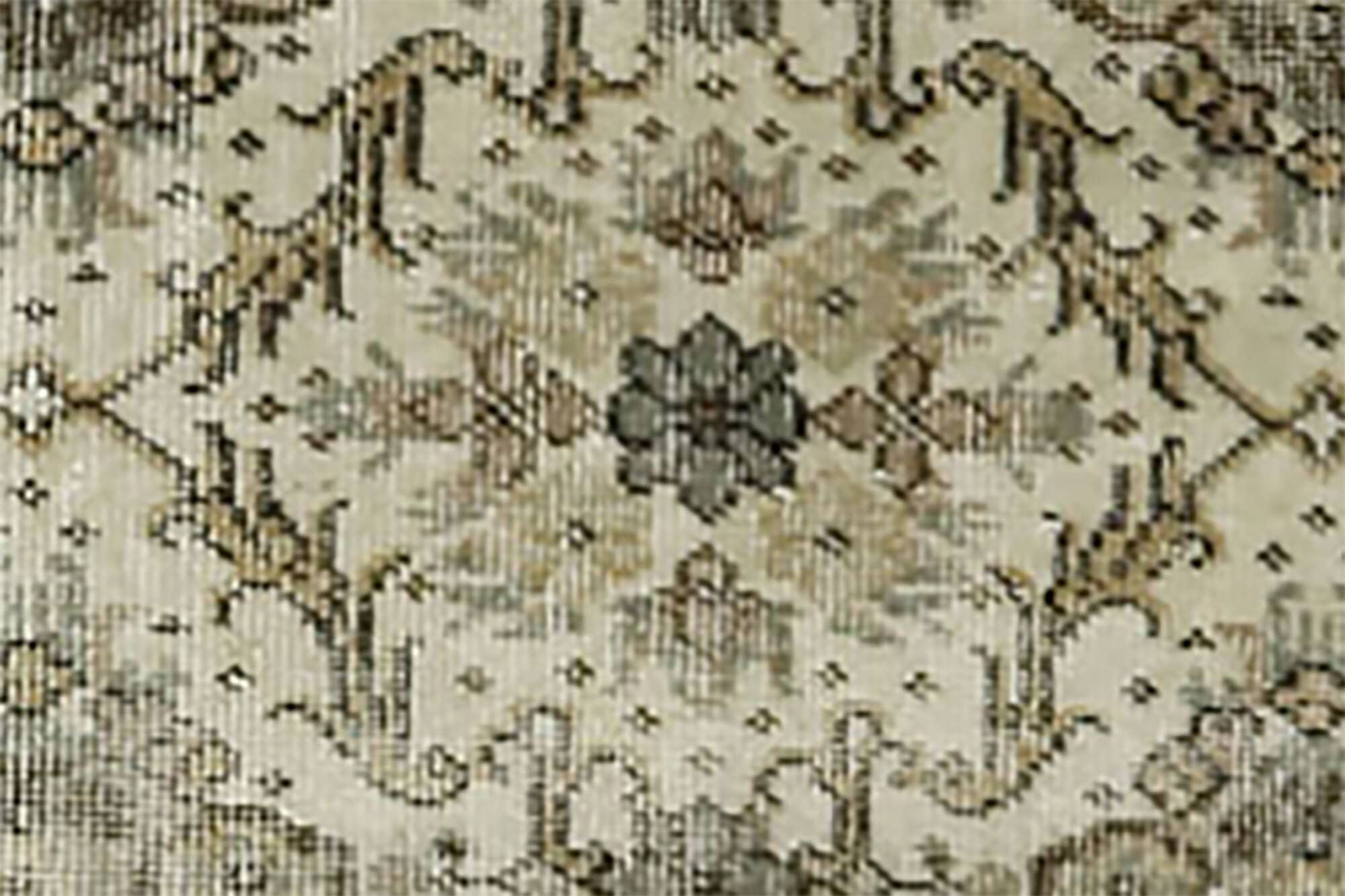 Large Vintage Turkish Carpet Beige Floral 320 x 210 cm