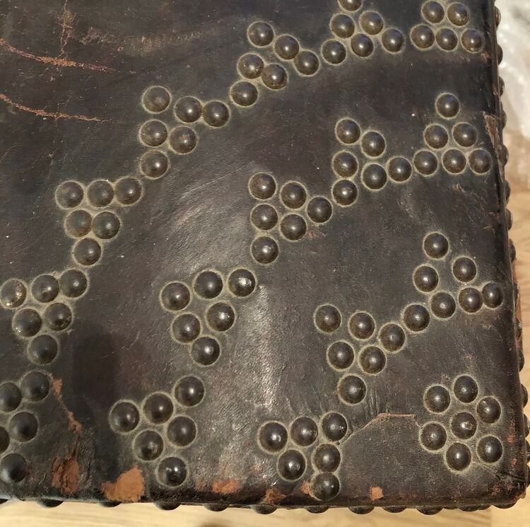 Old 18th century case in studded leather