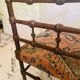 Vintage Art Deco corner chair in bobbin wood and fabric, circa 1930