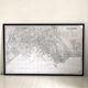 Carte d'Alger vintage 1958 encadrement bois et verre