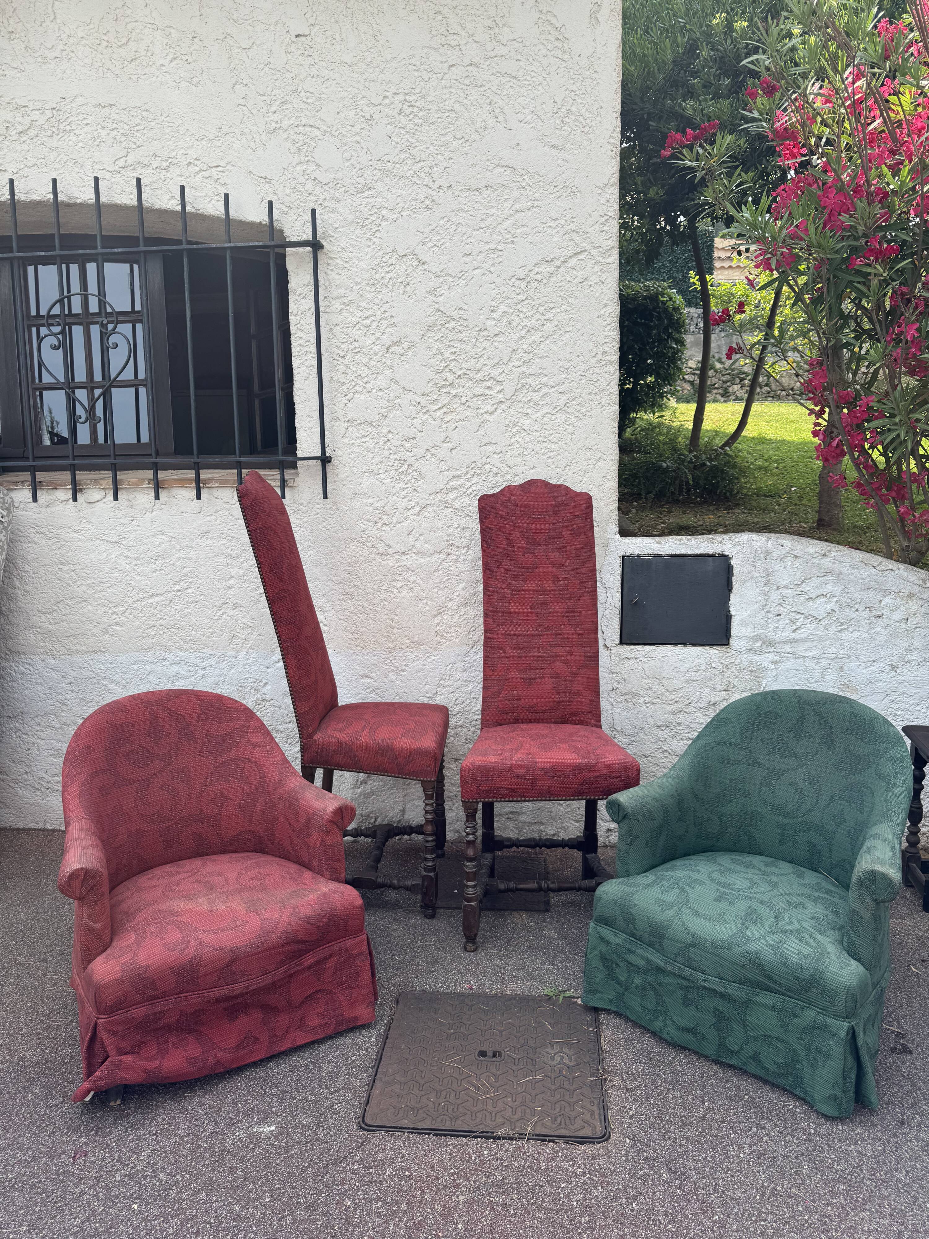 Louis XIII style red chairs