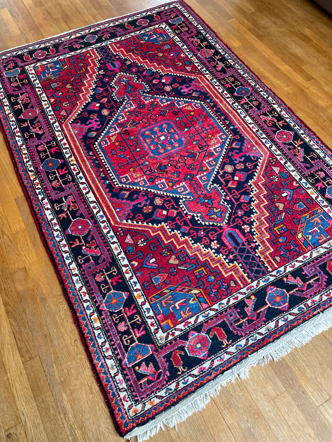 Burgundy Persian rugs pink and midnight blue
