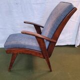 Scandinavian armchair in wood and fabric from the 50s