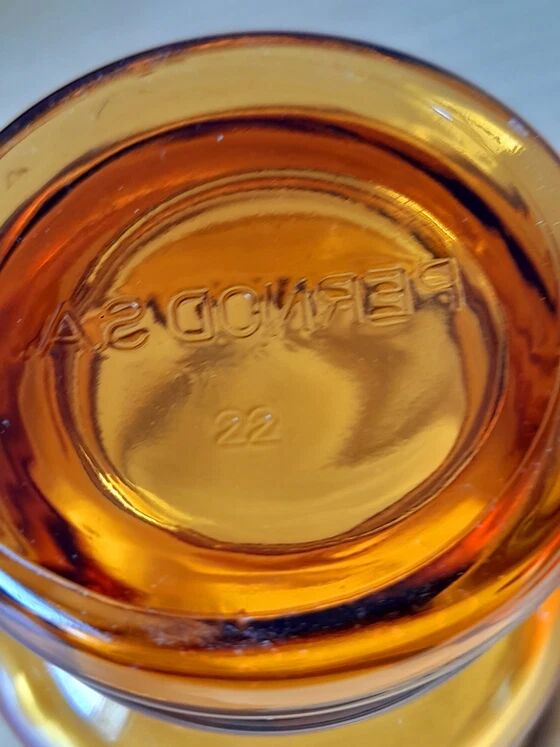 Set of eight amber glasses, Pernod 1970