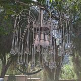 Italian waterfall chandelier with murano drops c1970
