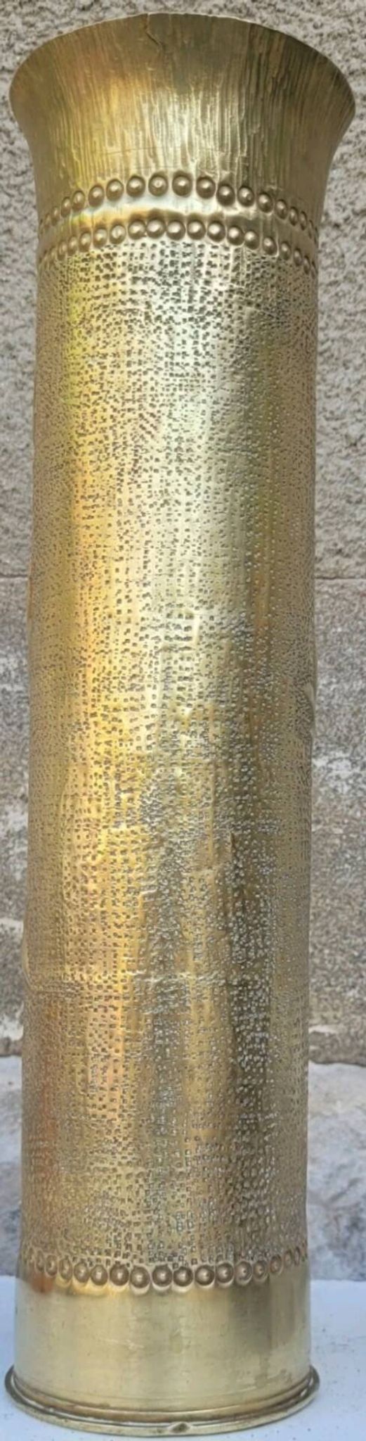 75 shell casing carved - Art of the poilus floral decoration WW1