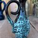 Vintage fat lava vase – turquoise red ceramic foam