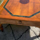 Tale basse vintage en bois massif et marqueterie de marbre