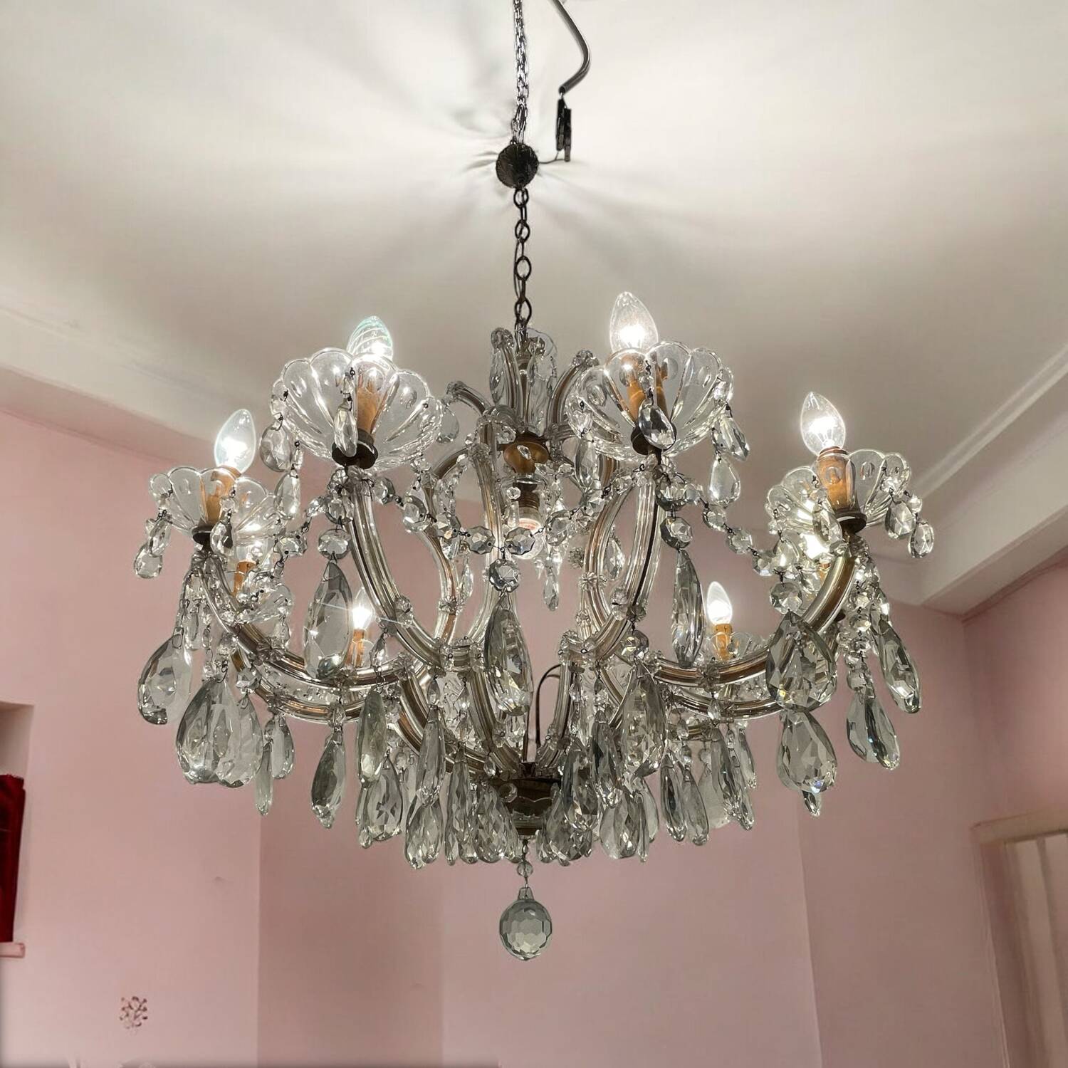 Large Crystal Maria Teresa Chandelier 1950's