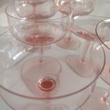 8 vintage pink crystal champagne glasses