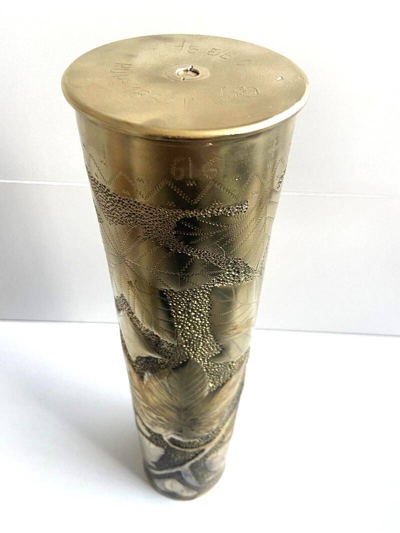 Trench Art Soliflore Vase Poilus War 14-18 Shell
