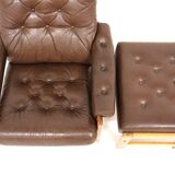 Scandinavian leather armchair, Sweden, 1970