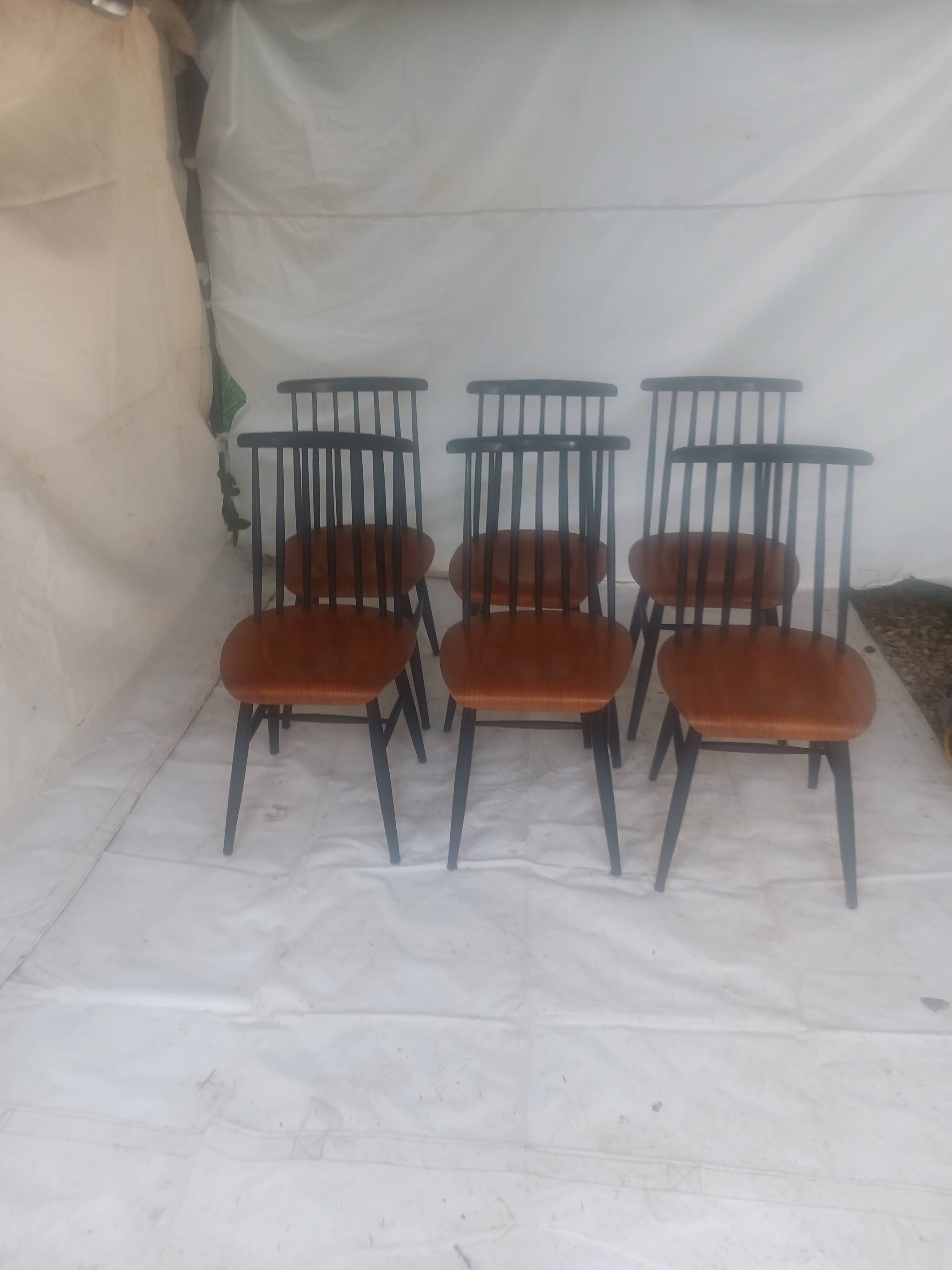 set of 6 Ilmari Tapiovaara Fanette chairs