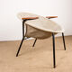 Danish armchair in Leather, Steel and Teak, Balloon model by Hans Olsen 1960.