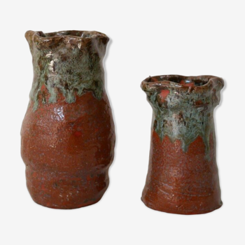 Set of two terracotta vases