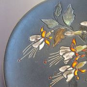 Assiette céramique noire motif floral Ruscha Art Pottery Allemagne
