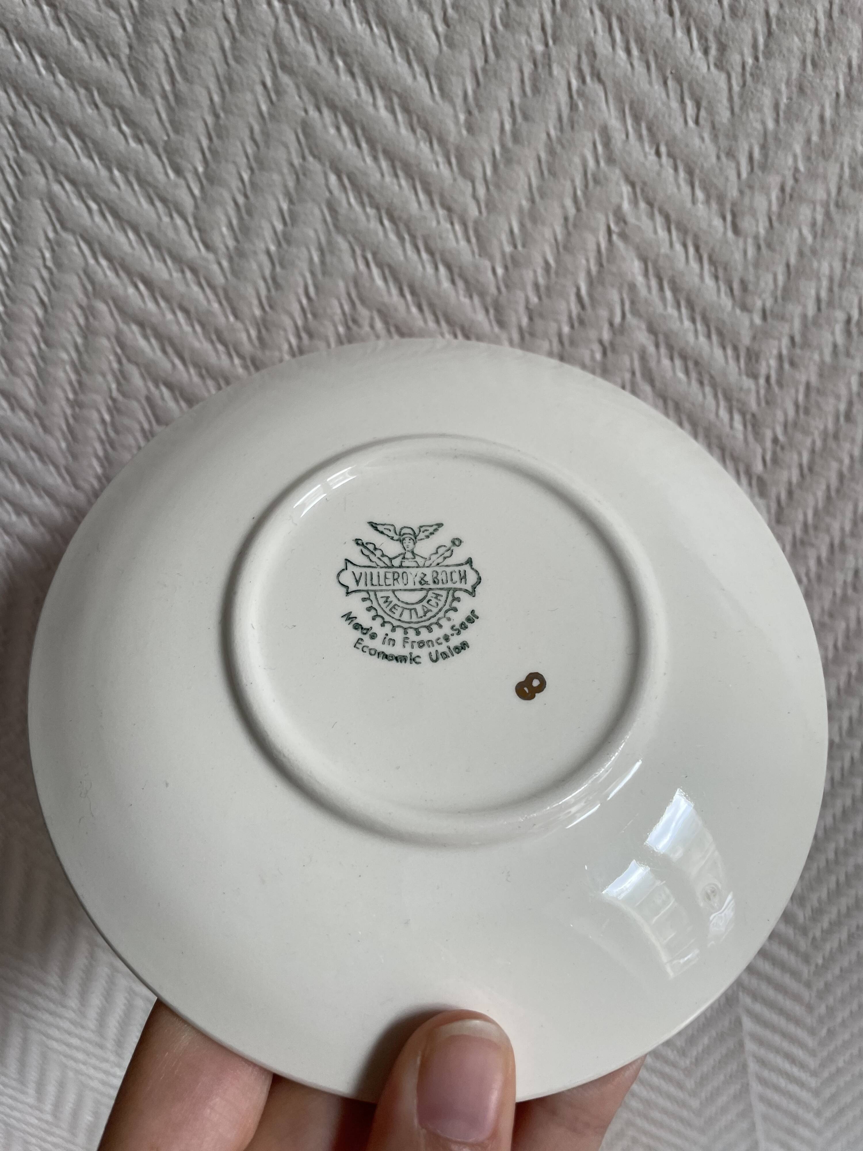 Set of seven pink Villeroy Boch porcelain cups