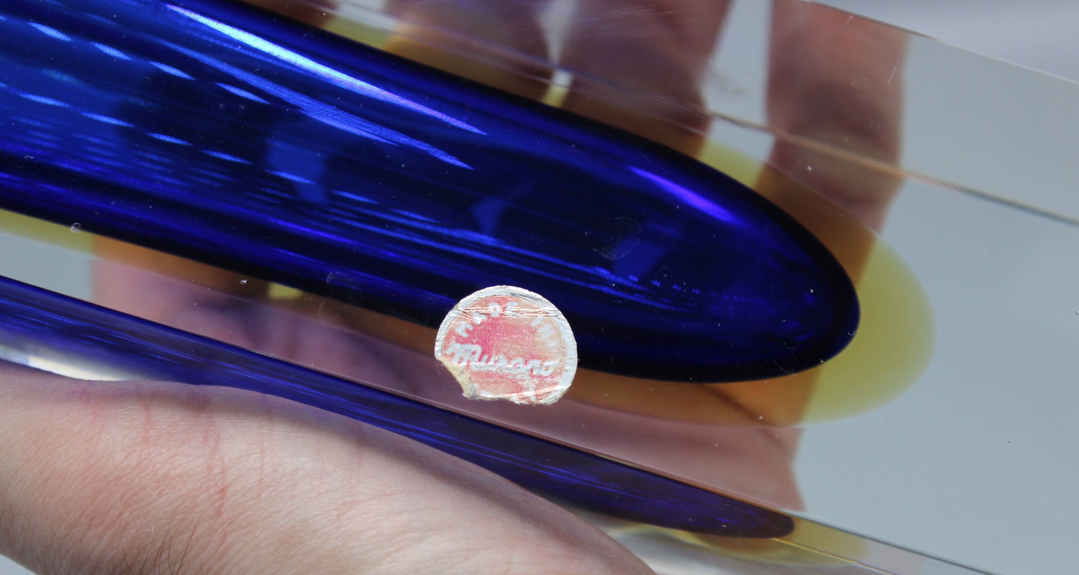 Large vintage sommerso vase murano glass flavio polished seguso italy 1970