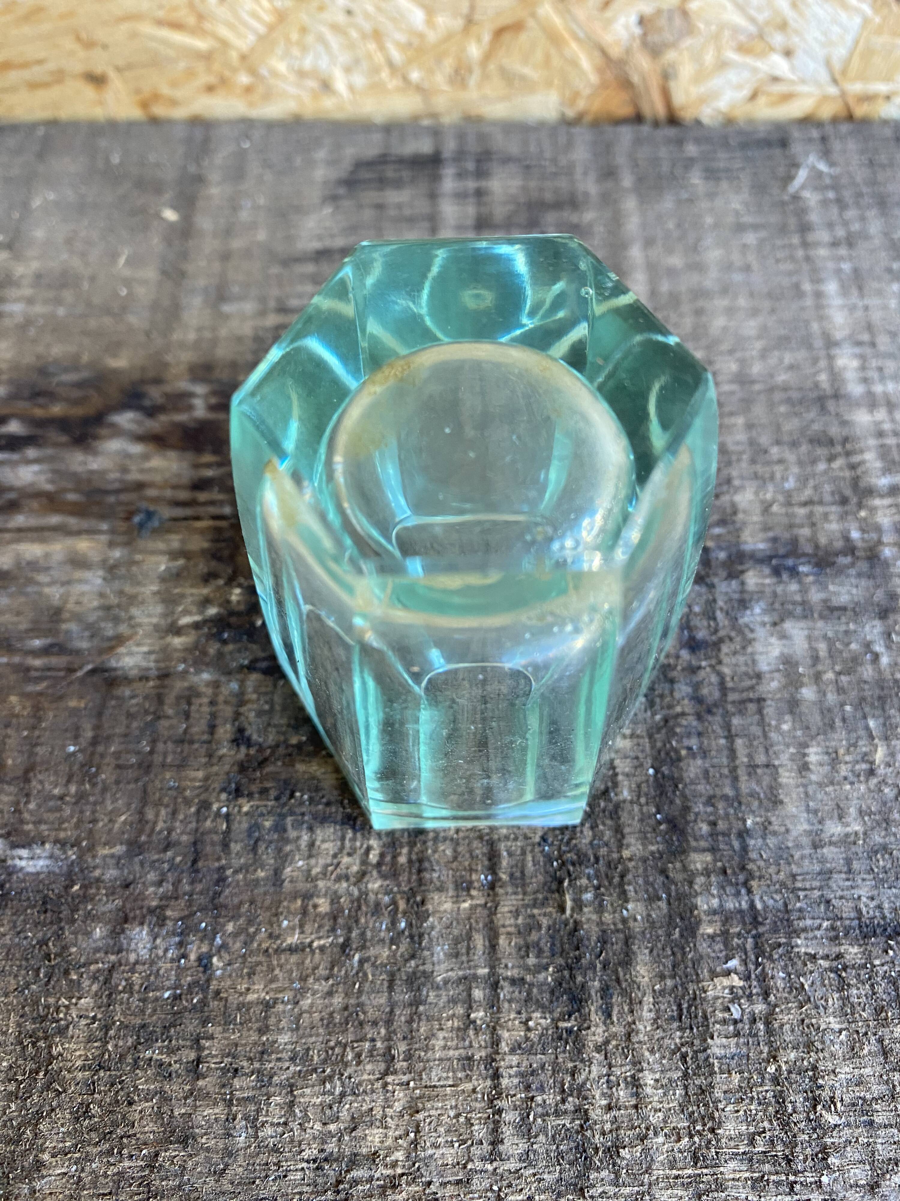 Set of 6 antique liqueur glasses moser moulded uranium glass beryl art deco