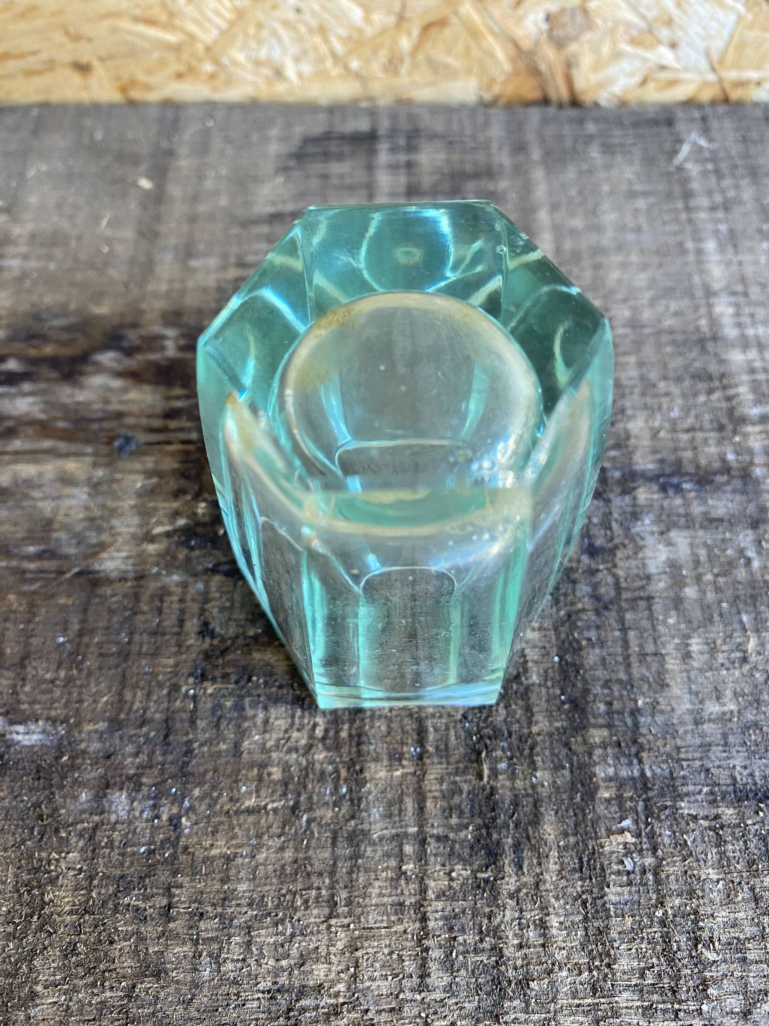 Set of 6 antique liqueur glasses moser moulded uranium glass beryl art deco