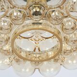 Large amber bubble glass pendant by Helena Tynell for Limburg, Germany, 1970s.