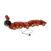 Vintage pulling toy, "centipede", 82 cm, made in Switzerland