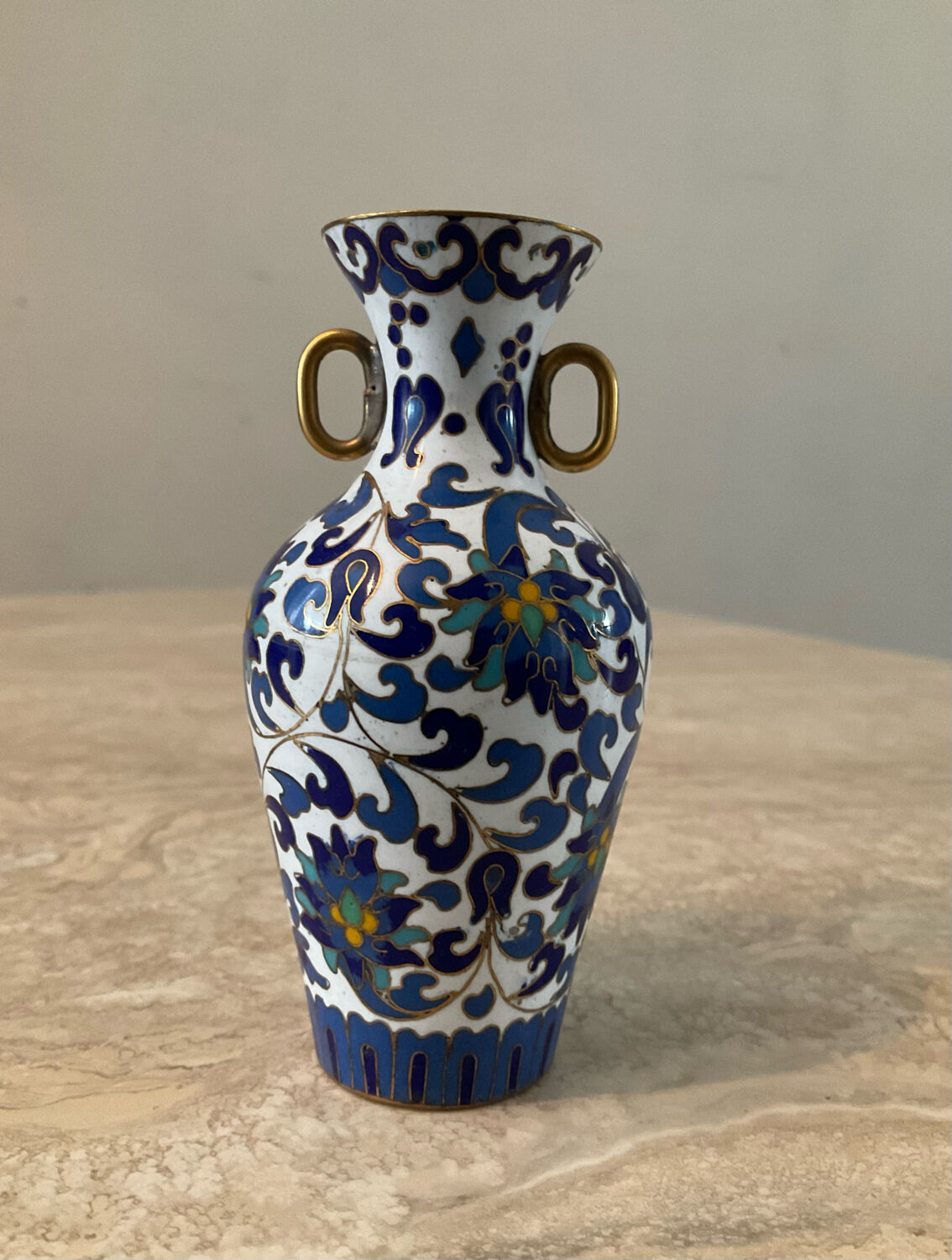 Miniature vase in brass and cloisonné enamel