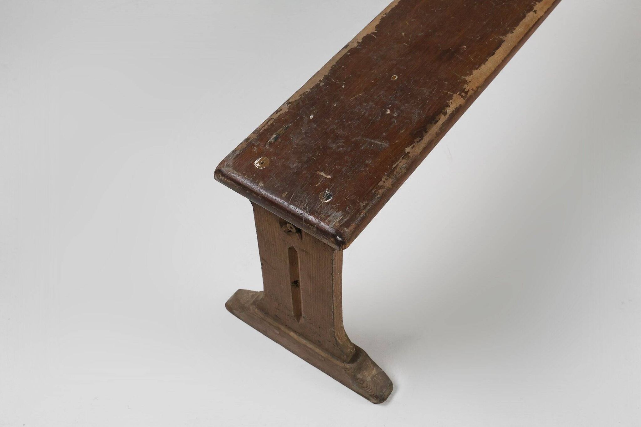 Rustic French Bench in Oak with Carvings and Nice Patina, 1850s