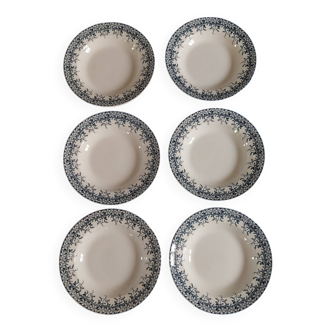 Anciennes assiettes creuses modèle Florine Sarreguemines U&C