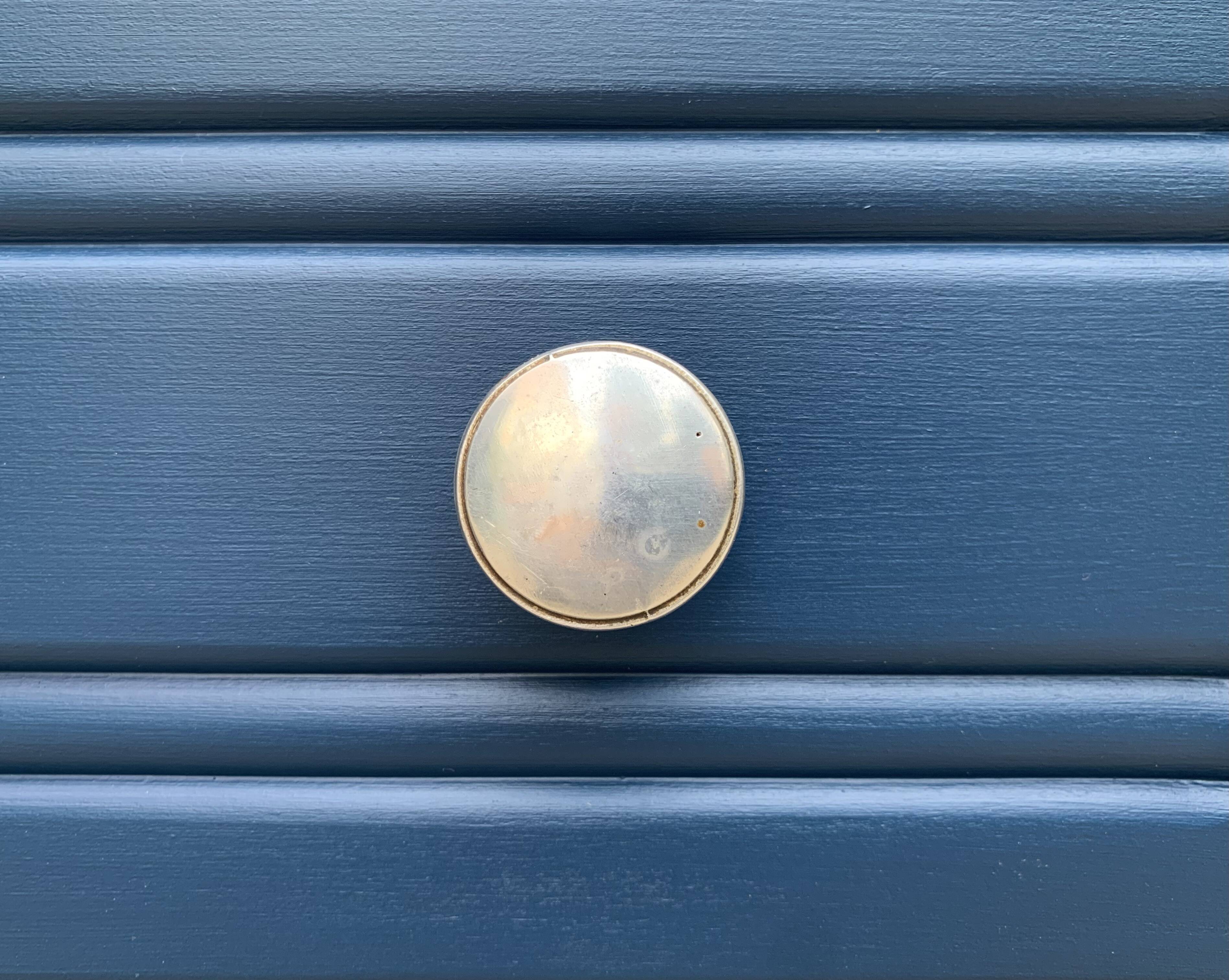 Art Deco chest of drawers in raw wood and blue, 1940