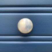 Art Deco chest of drawers in raw wood and blue, 1940