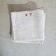 Old linen tea towels - monogrammed - red stripes - Set of 7