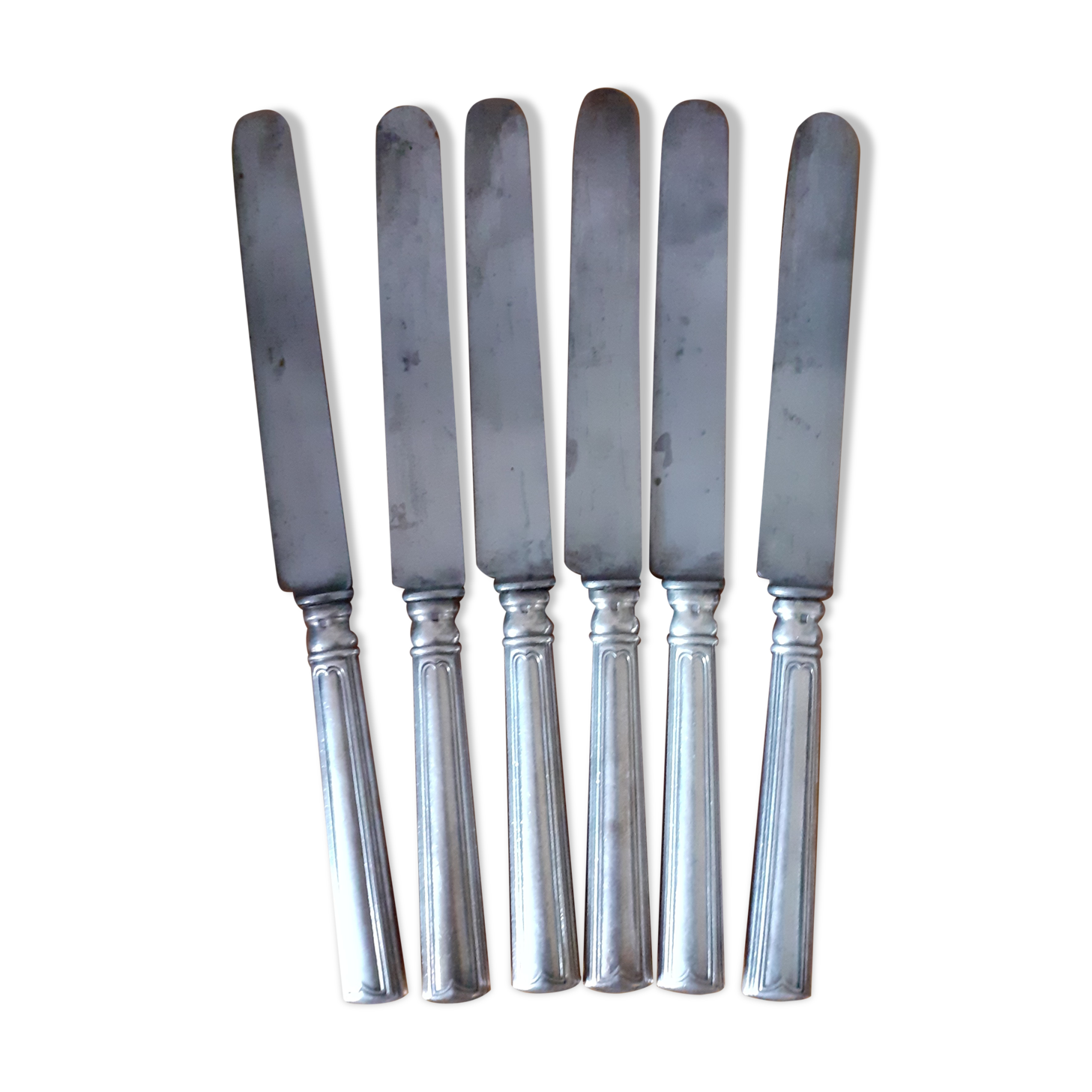 6 silver metal art-deco knives