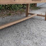 Farm table in solid oak raw wood 2 drawers