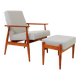 Fauteuil & Repose-pieds tissu cotton rayé
