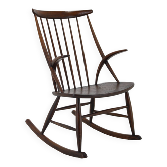 1960s Illum Wikkelso Gyngestol No. 3 Rocking Chair for Niels Eilersen, Denmark