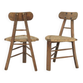 Ensemble de 2 chaises tripodes brutalistes