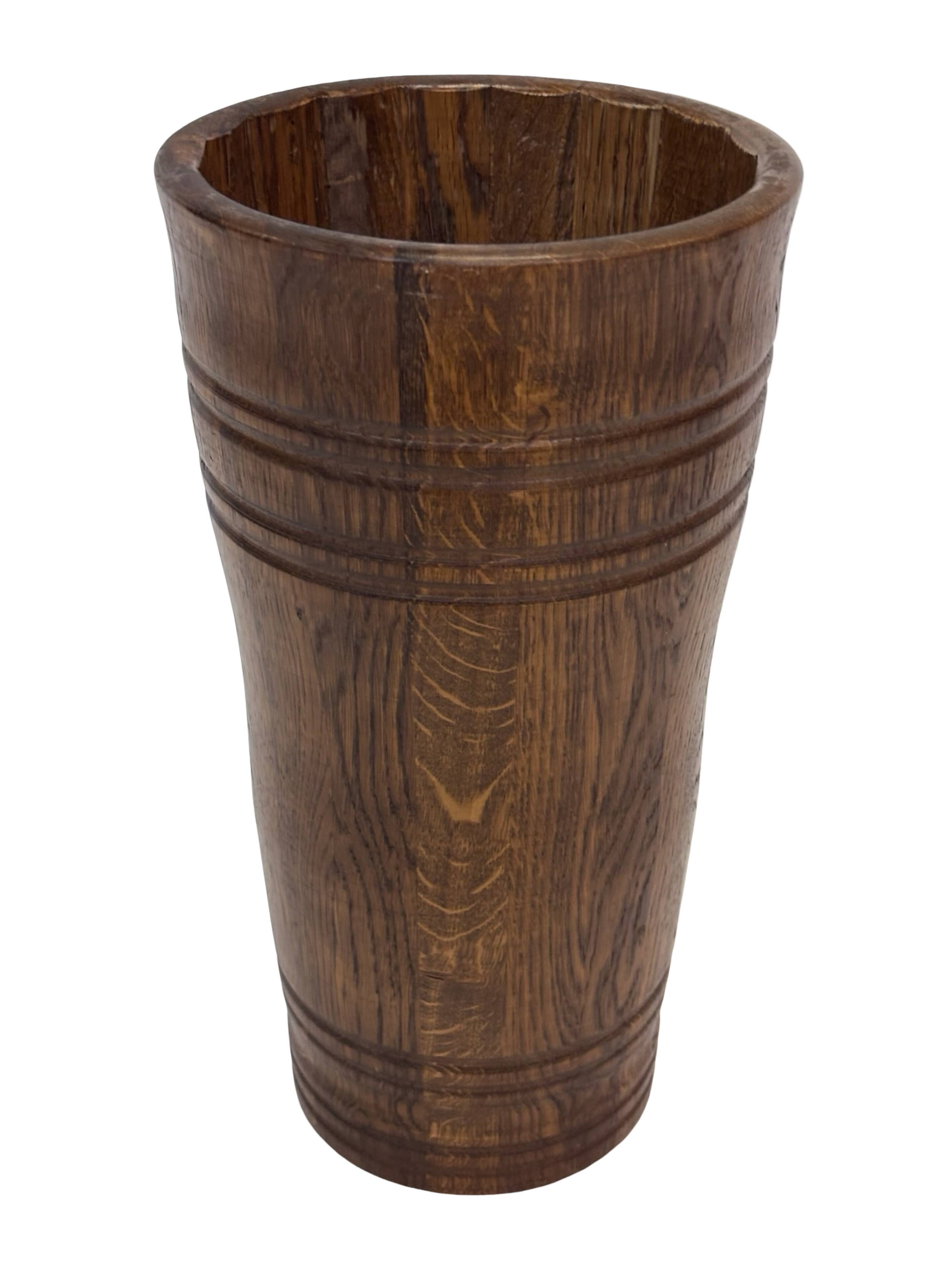 Vintage umbrella stand holder oak basket storage design 60's minimalist