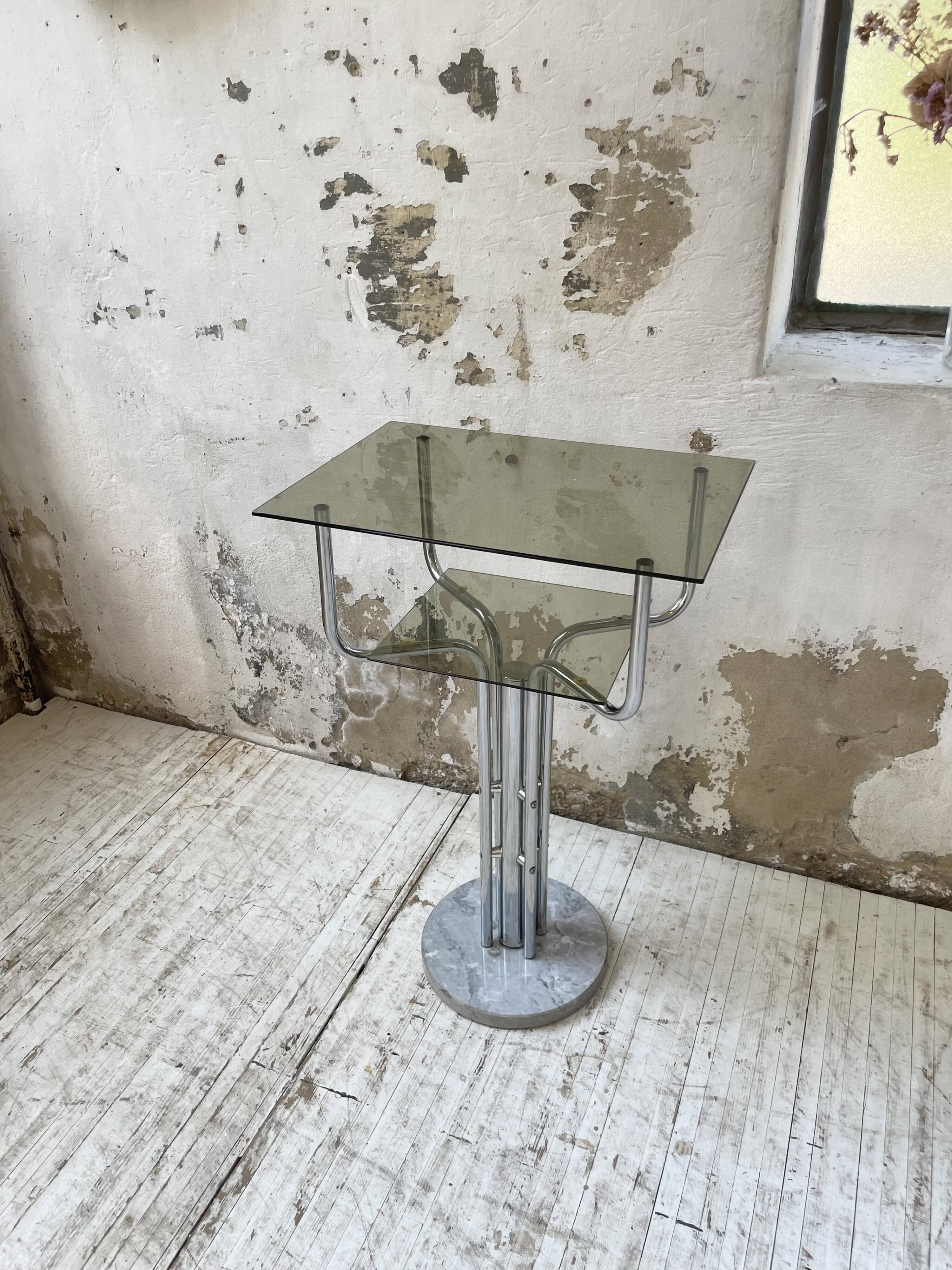 80s glass and marble console