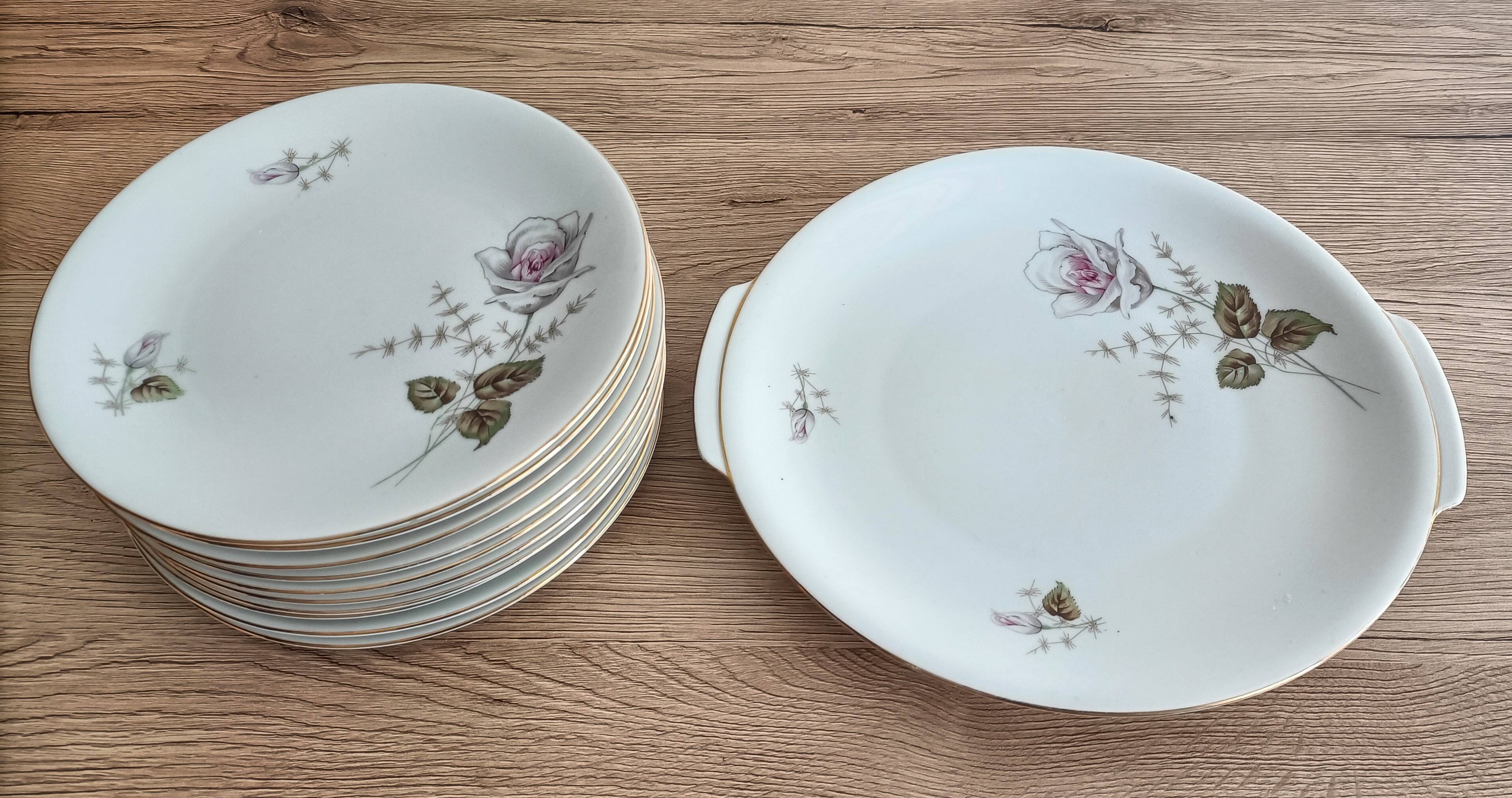 Service à dessert 10 assiettes et plat en porcelaine PMR Bavaria Jaeger & Co