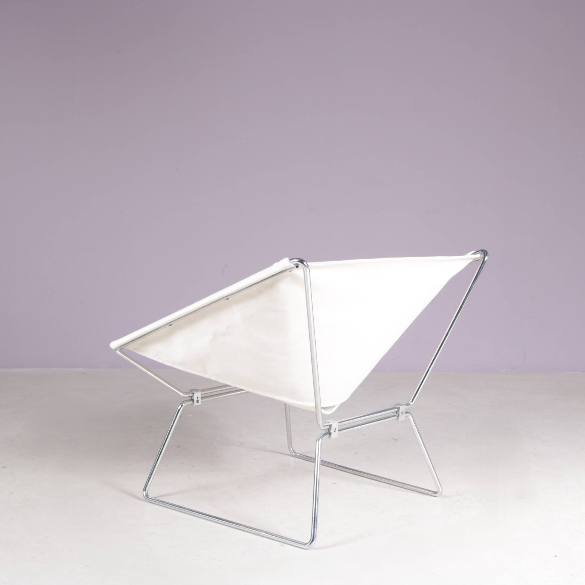 1950s easy chair AP 14 white canvas Pierre Paulin for A. Polak Netherlands