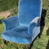 Armchair Napoleon III blue velvet